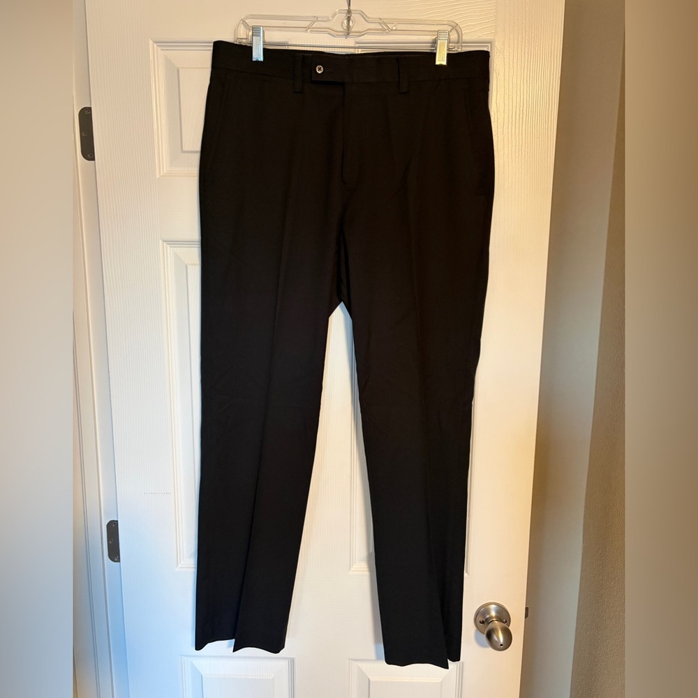 Louis Raphael Tailored Dress Pants Slacks Men’s Size 33x30 Black Flat Front S2
